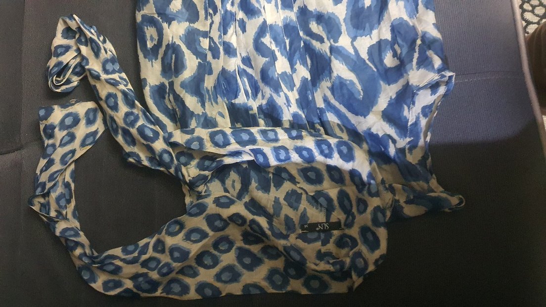 Selen Mavi Batik Desenli Bohem  Tunik - Görsel 5