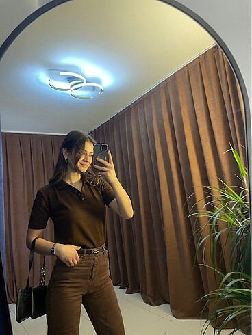 Acı Kahve Polo Yaka Bluz