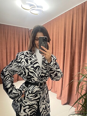 diğer Beden siyah Renk Zebra Desen Blazer Ceket