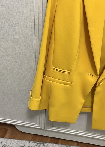 Sarı Düğmeli Kadın Blazer Ceket - Görsel 2