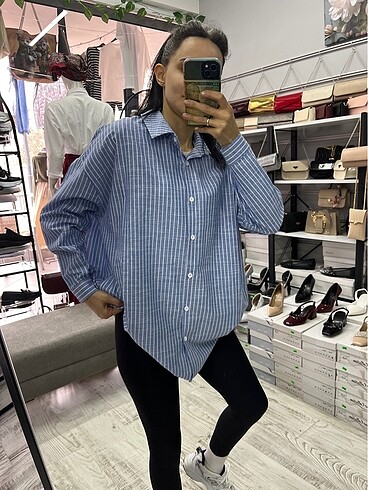 m Beden mavi Renk Oversize yazlık gömlek