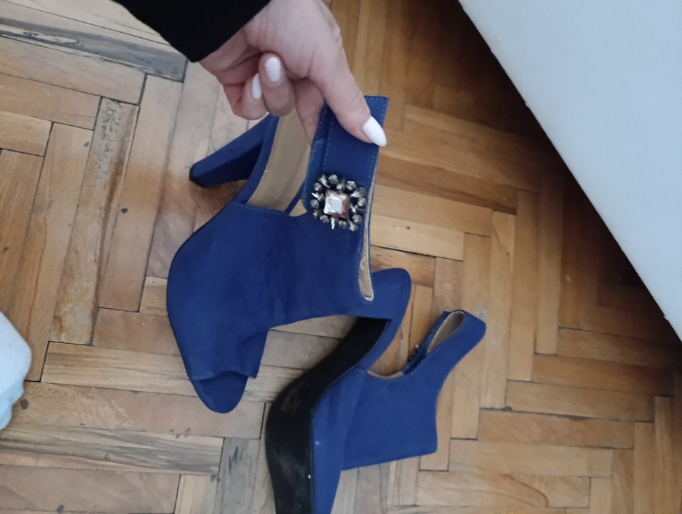 Mavi Süet Tokalı Topuklu Kadın Ayakkabı - Görsel 3