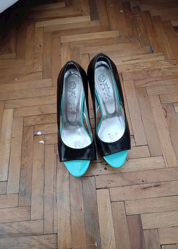 Parlak Turkuaz Platform Topuklu Stiletto - Görsel 2