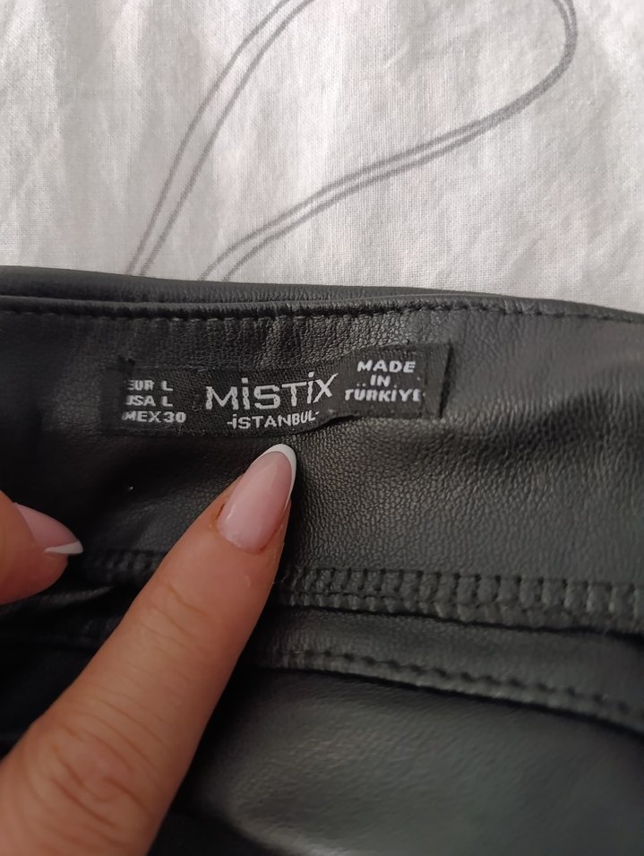 Drapeli Siyah Deri Midi Etek - Görsel 3