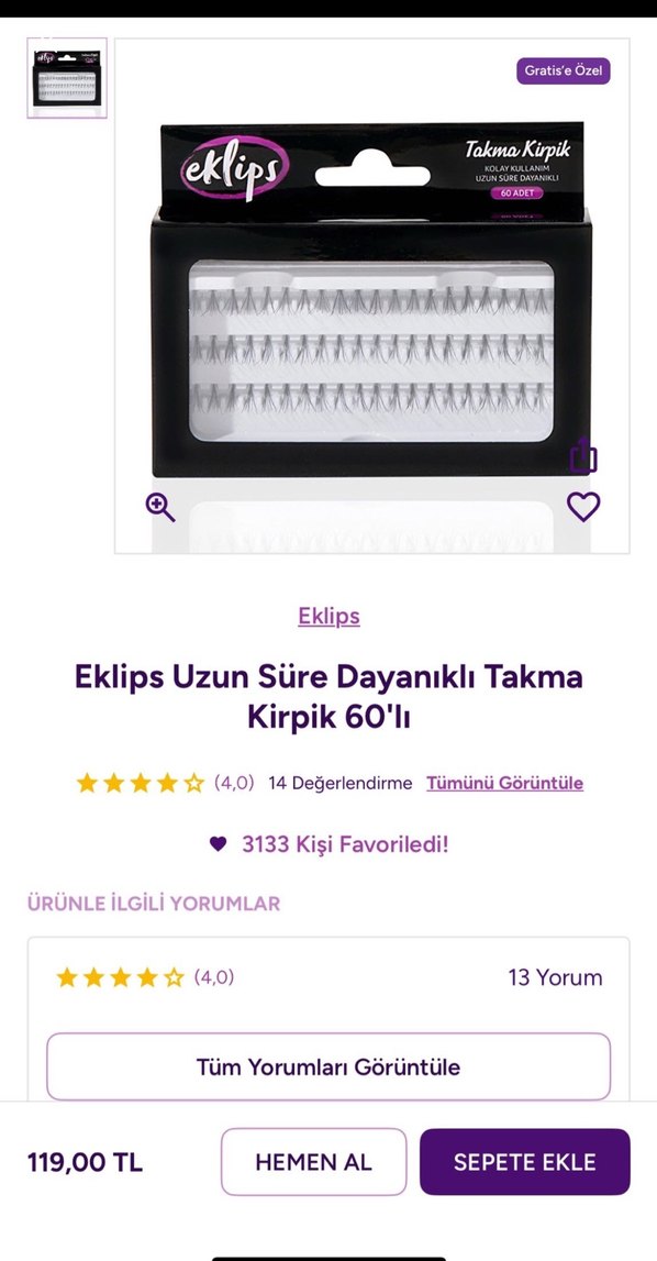 Klips Takma Kirpik 57 Adet Siyah - Görsel 3