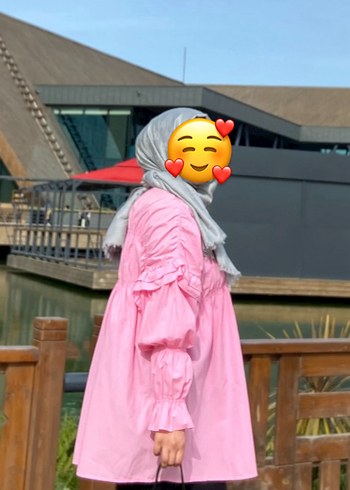 Diğer Pembe Uzun Kol Bağlama Desenli Salaş Tunik
