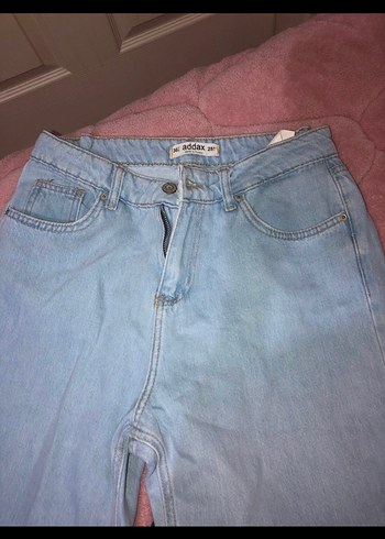 Kadın Mavi Midi Boy Bol Kesim Denim Pantolon