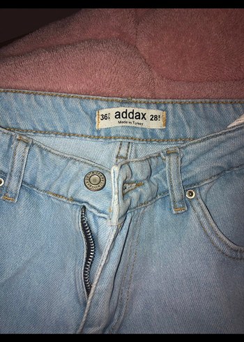 28 Beden Kadın Mavi Midi Boy Bol Kesim Denim Pantolon