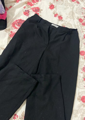 Düğmeli Siyah Kadın Kumaş Pantolon - Görsel 2