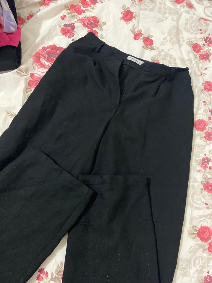 Düğmeli Siyah Kadın Kumaş Pantolon - Görsel 2