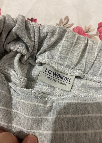 Gri Çizgili çocuk  Keten Pantolon - Görsel 2