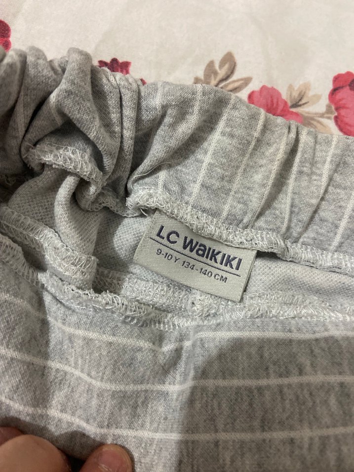 Gri Çizgili çocuk  Keten Pantolon - Görsel 2