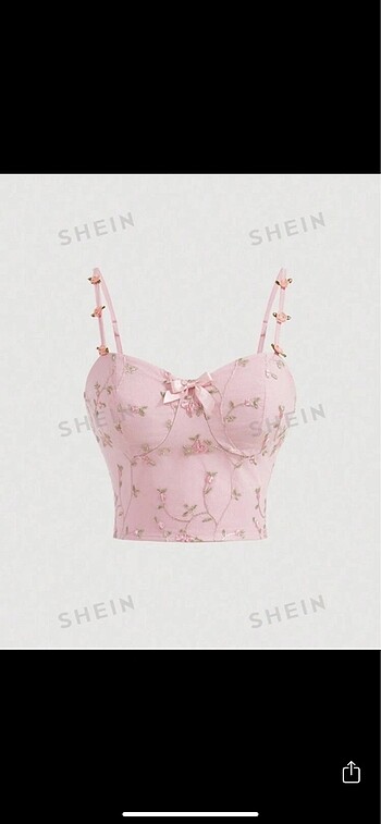 Shein çiçekli kurdeleli pembe büstiyer