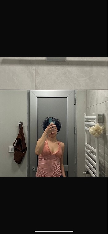 Pudra Dantelli V Yaka Gothic Boyun Bağlamalı Y2K Full Body Crop