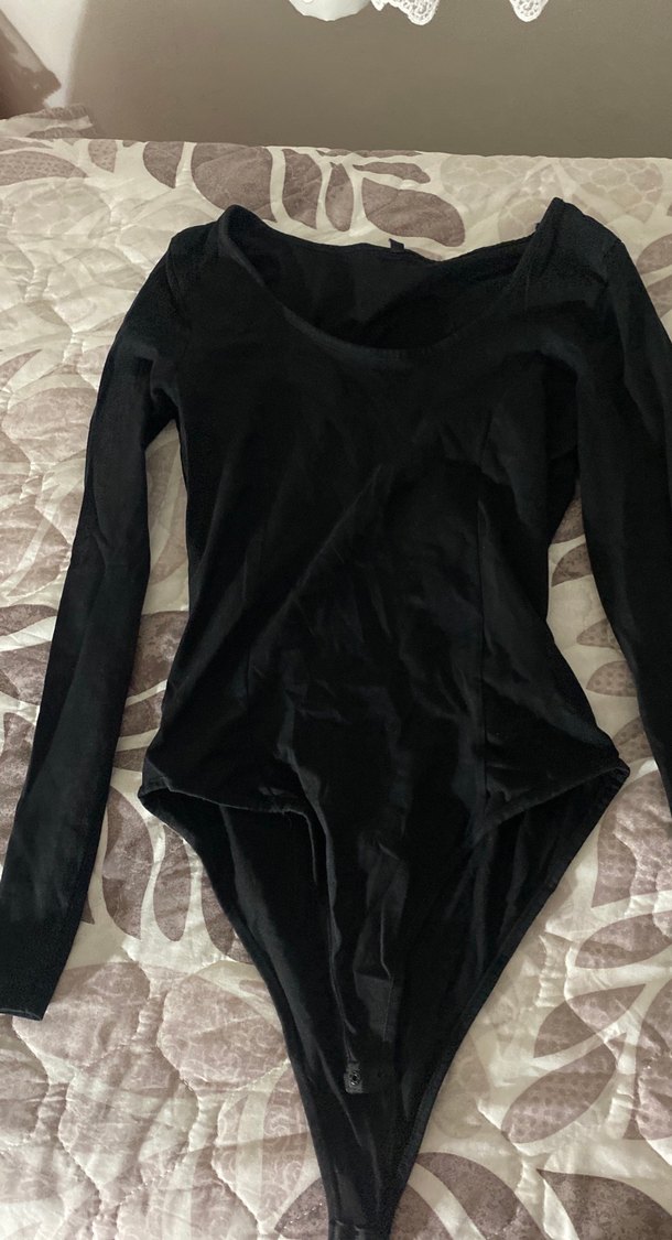 Siyah Uzun Kollu  çıtçıtlı body suit - Görsel 2