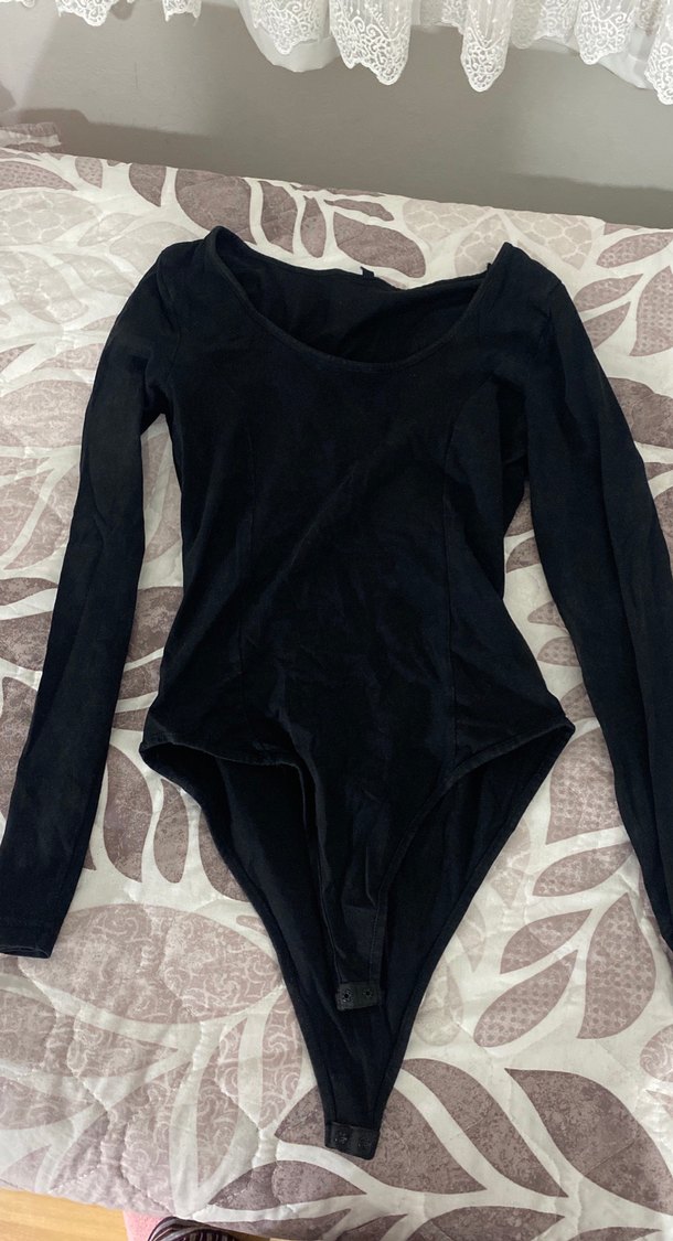 Siyah Uzun Kollu  çıtçıtlı body suit - Görsel 4