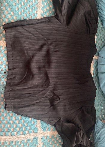 Siyah V Yaka Rahat Bluz - Görsel 6