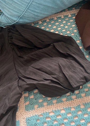 Siyah V Yaka Rahat Bluz - Görsel 3