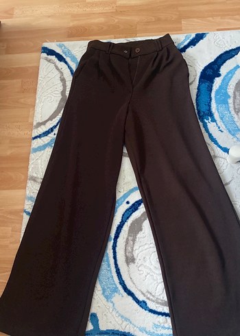 Düğmeli Bohem Kadın Kahverengi Kumaş Pantolon - Görsel 4