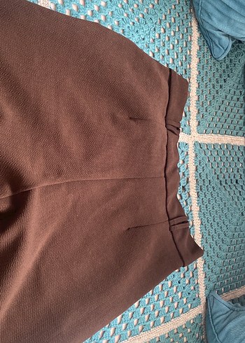 Düğmeli Bohem Kadın Kahverengi Kumaş Pantolon - Görsel 2