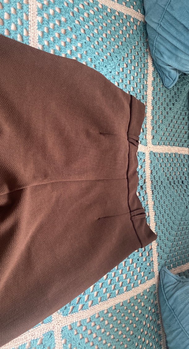 Düğmeli Bohem Kadın Kahverengi Kumaş Pantolon - Görsel 2