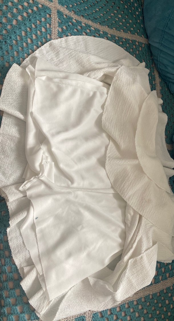 Kadın Beyaz Keten Fırfırlı Mini Etek - Görsel 2