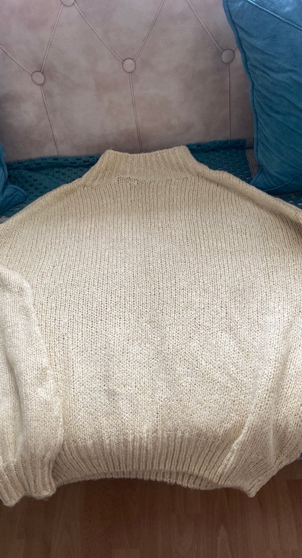 Bej Bohem Örgü Kazak standart beden - Görsel 3