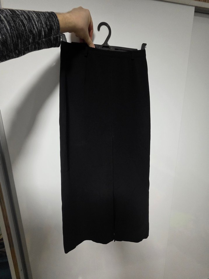 Kadın Siyah Uzun Düz Kesim Etek - Görsel 3