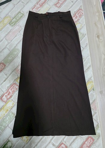 Kahverengi Uzun Kadın Etek - Görsel 2