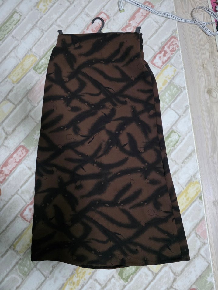 Kadın Kahverengi Uzun Desenli Etek - Görsel 2