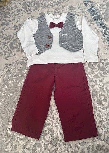 Bordo Pantolonlu Erkek Bebek Takım - Görsel 2