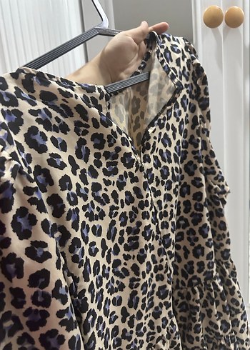 Kahverengi Leopar Desenli Bluz - Görsel 5