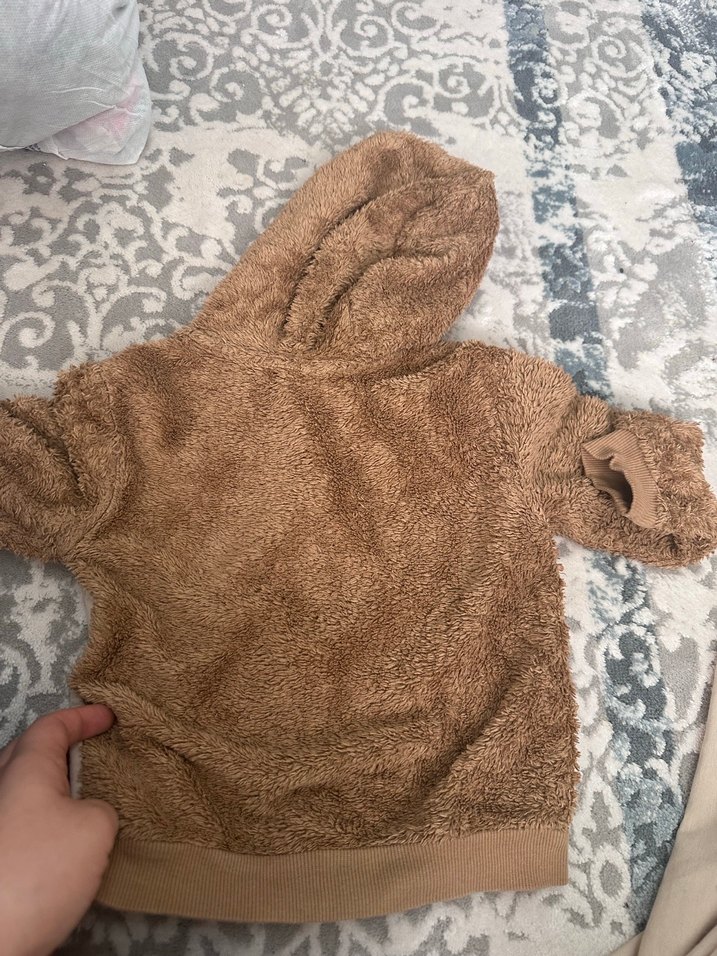 Kapüşonlu Kahverengi Erkek Çocuk Ceket - Görsel 3