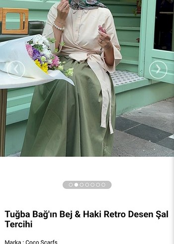 Cocoscarf yeşil desenli şal - Görsel 3