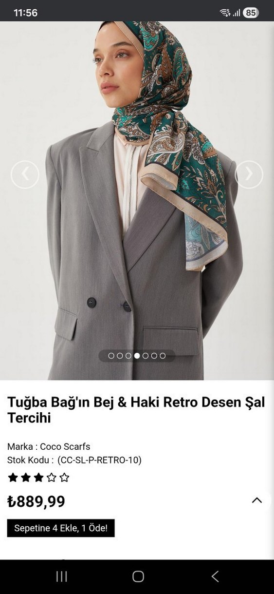 Cocoscarf yeşil desenli şal - Görsel 2