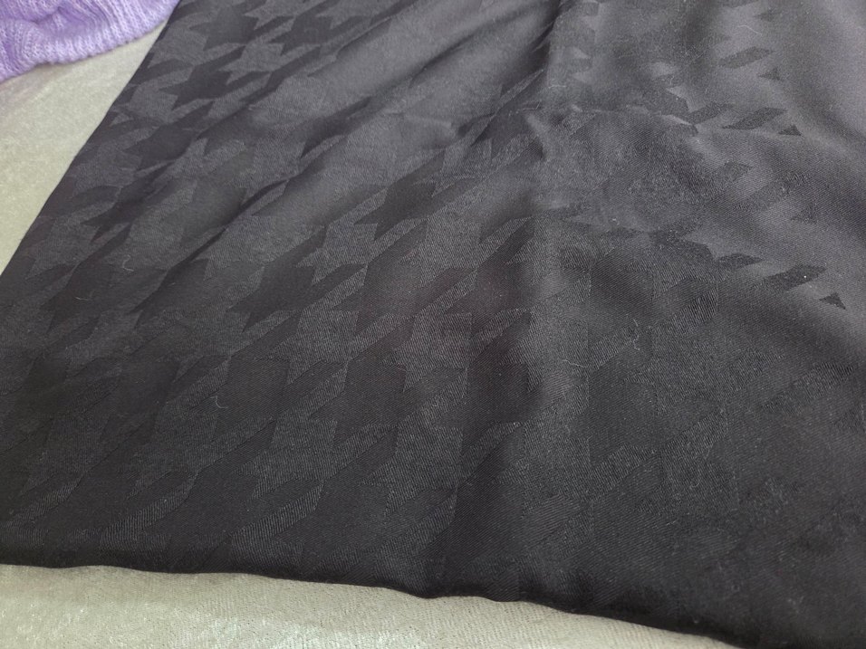 Siyah kazayağı desen pamuk jakar şal - Görsel 2