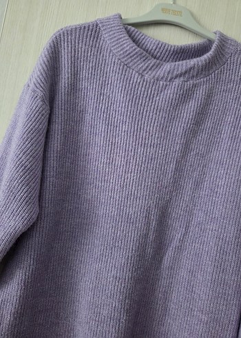 Mor Bisiklet Yaka Örgü Kadın Kazak - Görsel 2