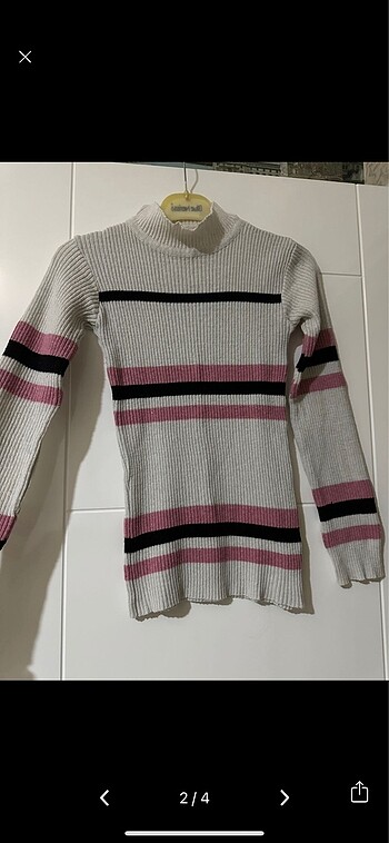 Çizgili beyaz bluz standart beden - Görsel 2