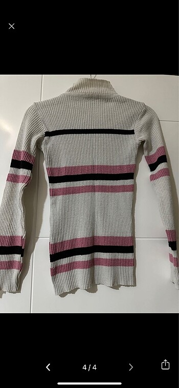 Çizgili beyaz bluz standart beden - Görsel 3