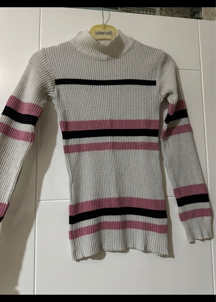 Çizgili beyaz bluz standart beden - Görsel 2