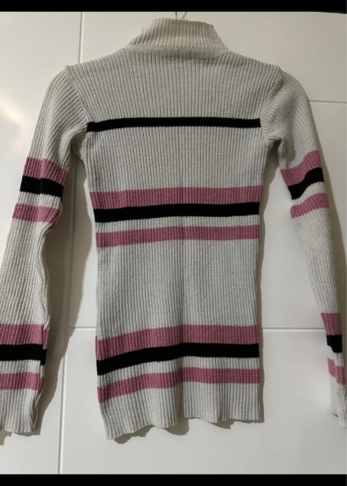 Çizgili beyaz bluz standart beden - Görsel 3