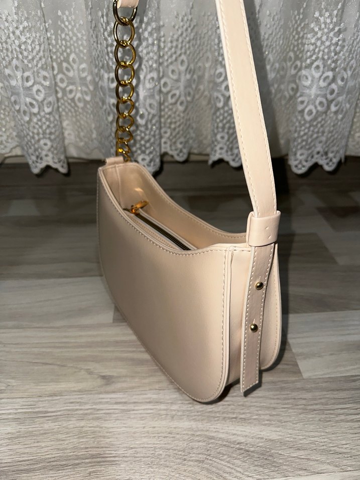 Bej Deri Zincir Detaylı Kadın Çanta - Görsel 3