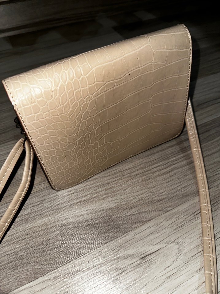 Bej Deri Zincir Detaylı Kadın Çanta - Görsel 5