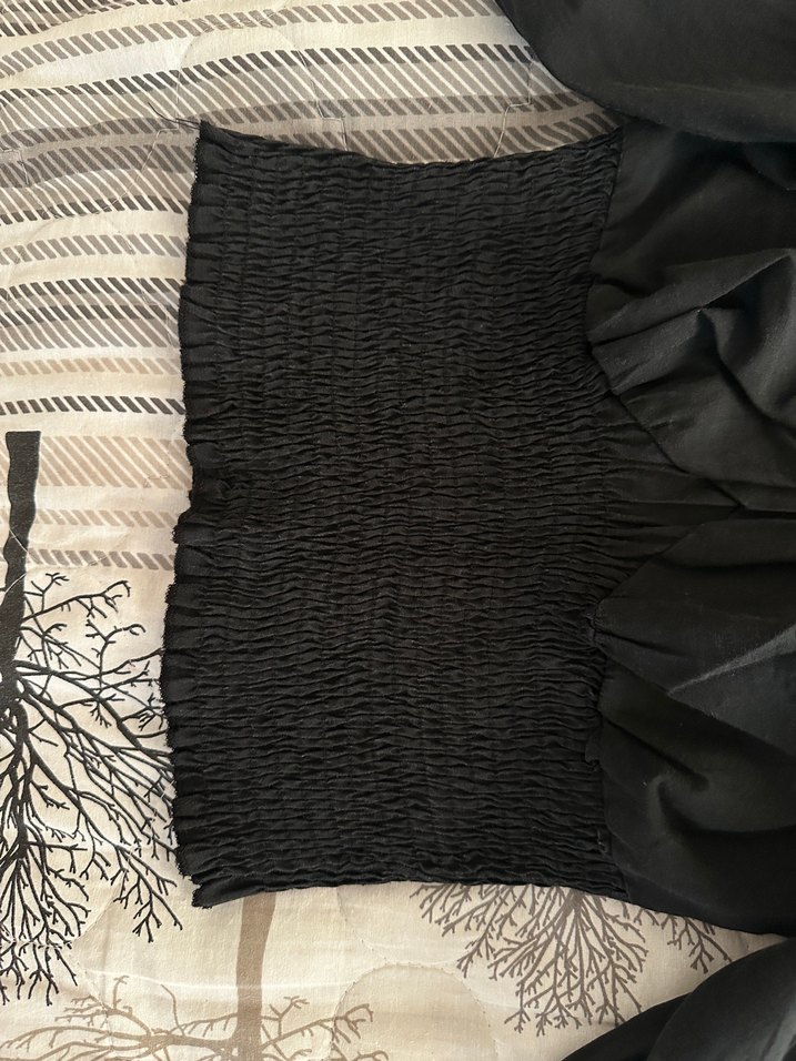 Siyah beli büzgülü Kadın Bluz - Görsel 4