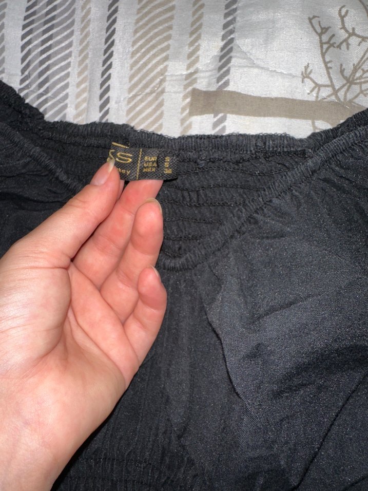 Siyah beli büzgülü Kadın Bluz - Görsel 5