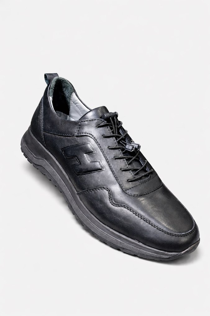 Siyah Bağcıklı Deri Erkek Günlük Ayakkabı - Görsel 2