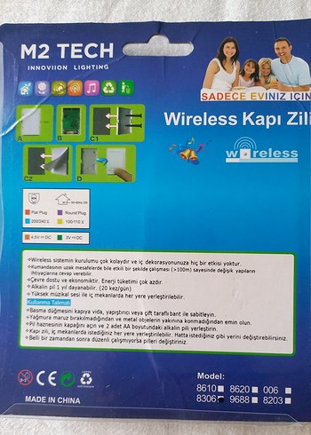 M2 Tech Kablosuz Kapı Zili Seti Beyaz - Görsel 2