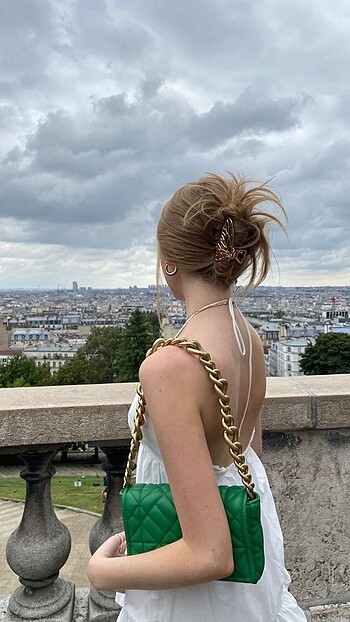 Zara Zümrütyeşil zara kapitone çanta
