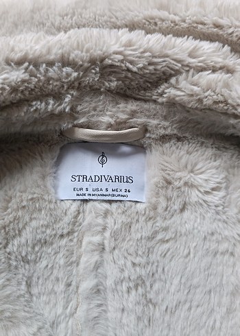 Krem rengi Kürklü Kadın Midi Ceket - Görsel 4