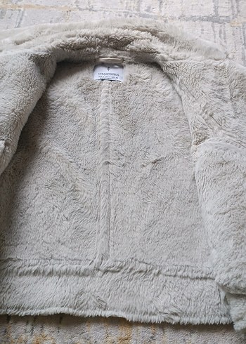 Krem rengi Kürklü Kadın Midi Ceket - Görsel 3